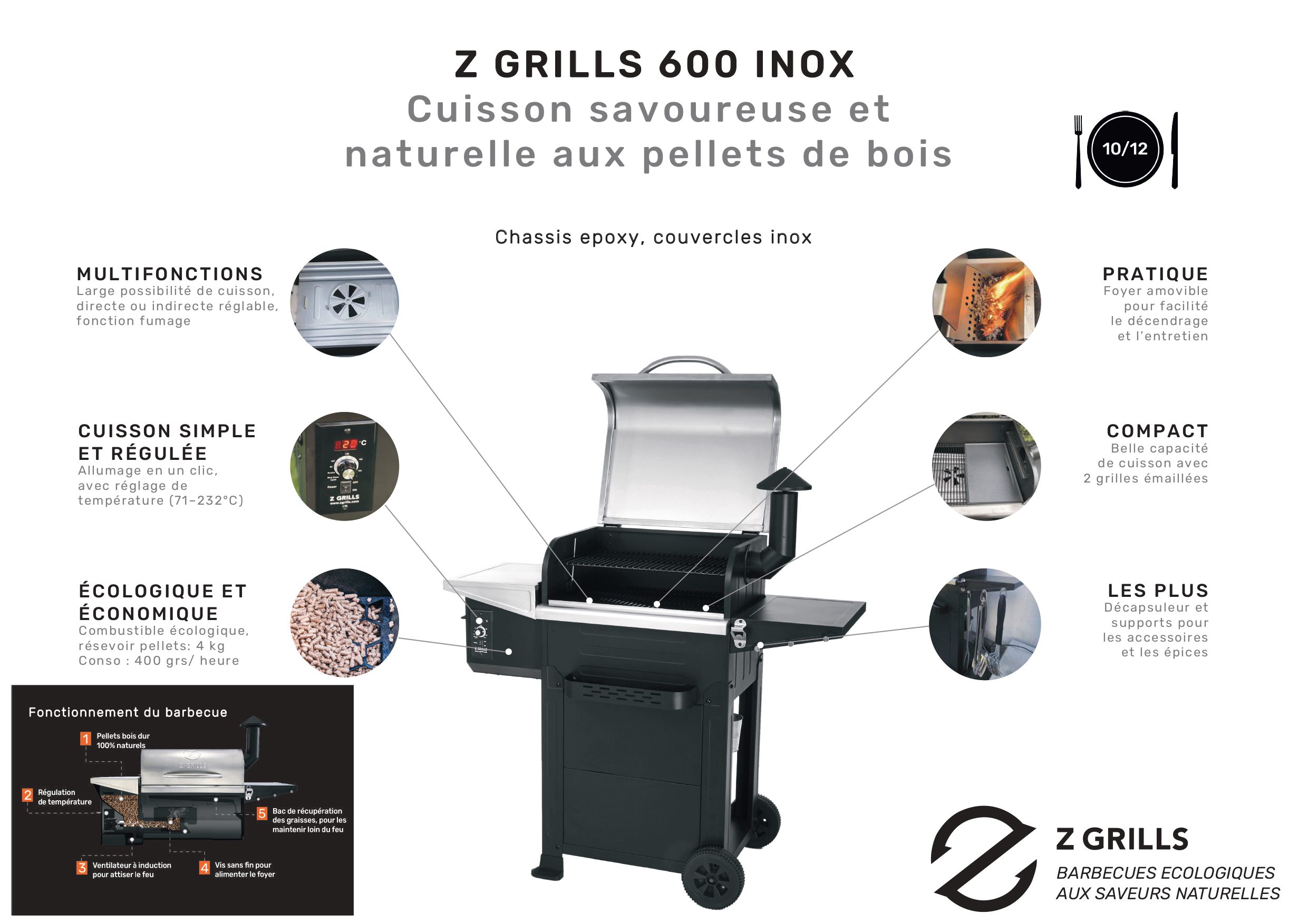 Barbecue à Pellets Barbecook Arthur – Gril Avec 3 Grilles, 75-260°C, émail Noir – Pour Cuisson Fumée Et Grillades Précises